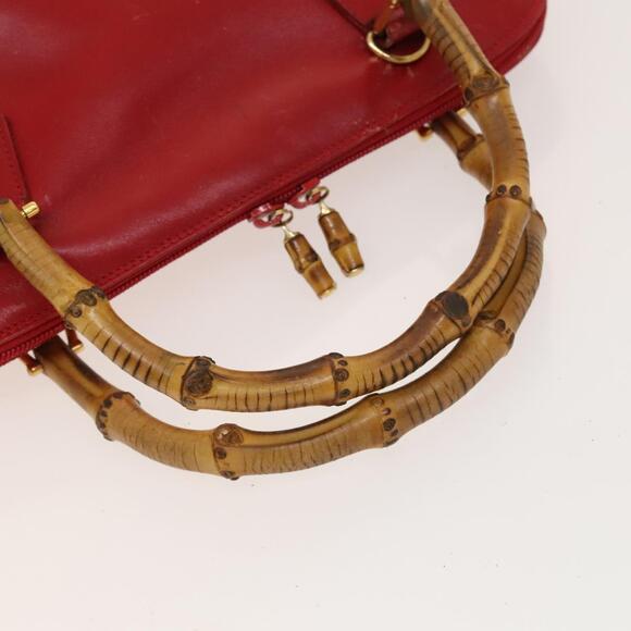 GUCCI Bamboo Hand Bag Leather Red Gold 000 2214 000 2214 - Picture 7 of 16